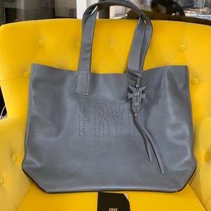 Frye Carson Logo Perforated Tote in Steel Grey